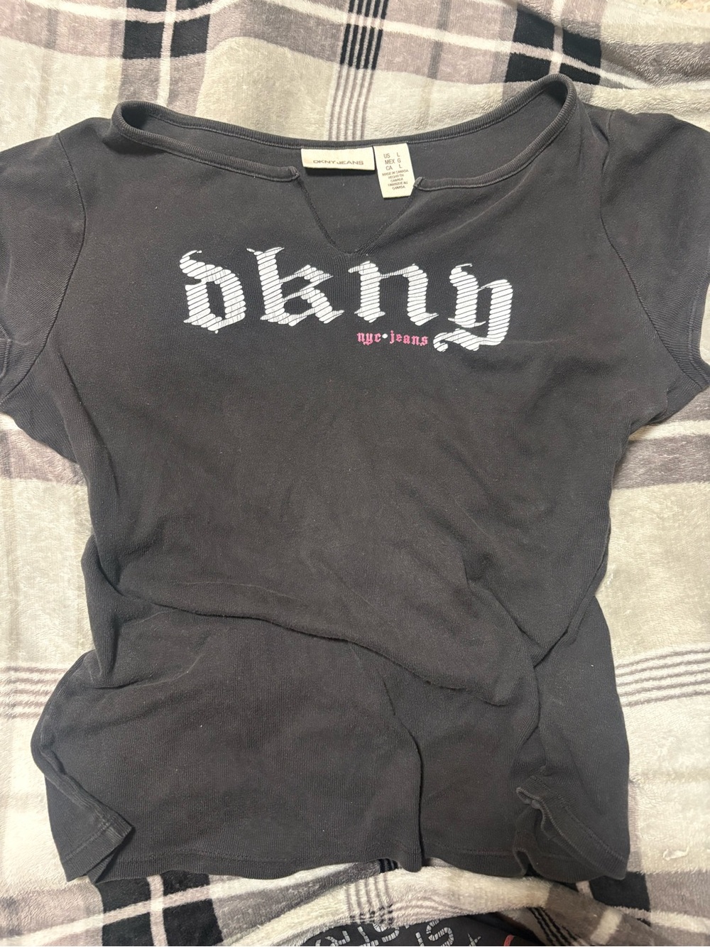 DKNY Black Crewneck Tee with White Logo